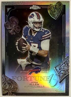 Josh Allen 2025 Topps Chrome Fortune 15 Refractor Buffalo Bills Football Card